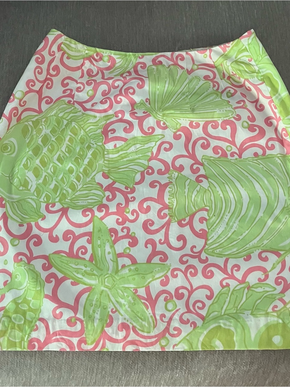 Lilly Pulitzer Vintage Pink and Lime Green Coastal Print Skirt